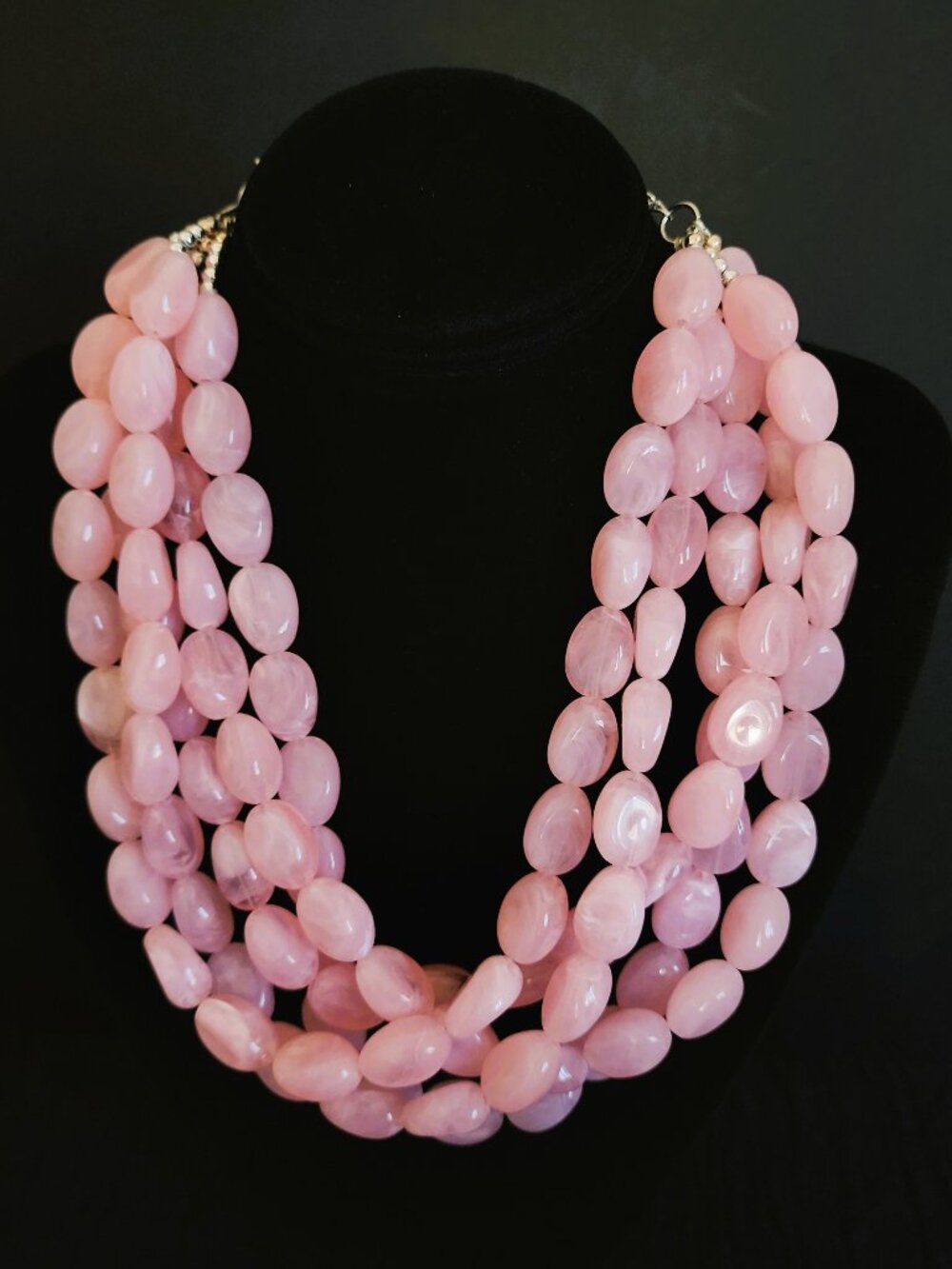 VINTAGE Y2K Pink Lucite 4-Strand Statement Necklace – 22 inches